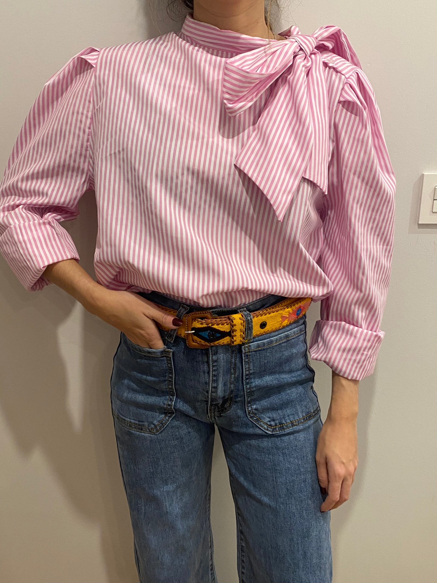BLUSA LAZO RAYAS AZUL