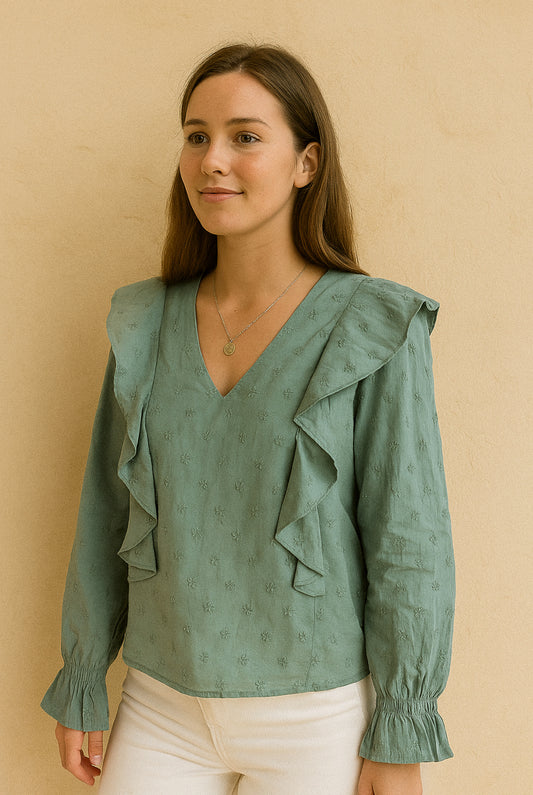 BLUSA FLORES VERDE