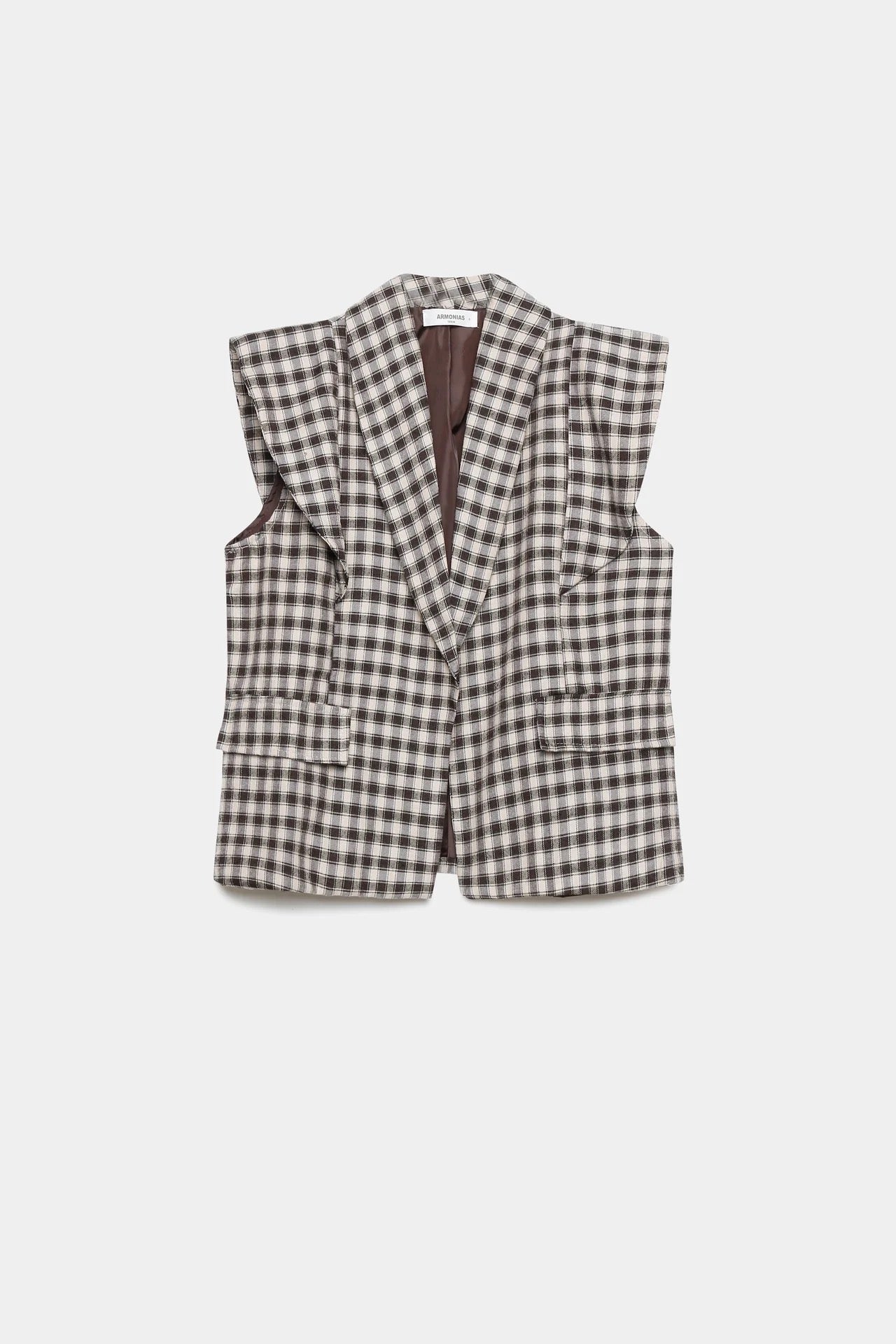 CHALECO CUADROS VICHY MARRÓN