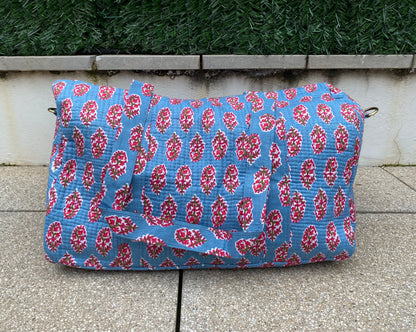 BOLSA VIAJE AZUL FLORAL