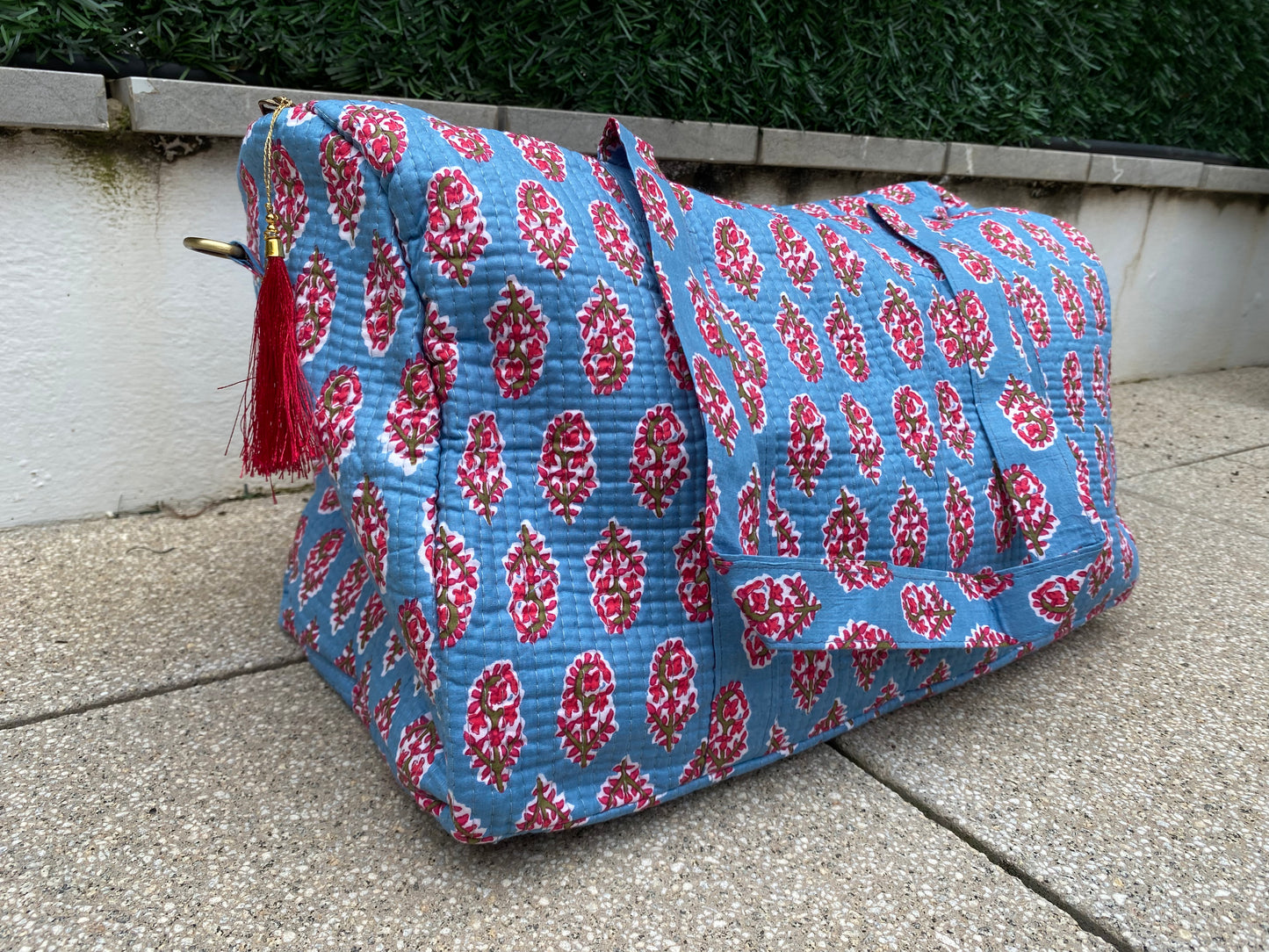 BOLSA VIAJE AZUL FLORAL