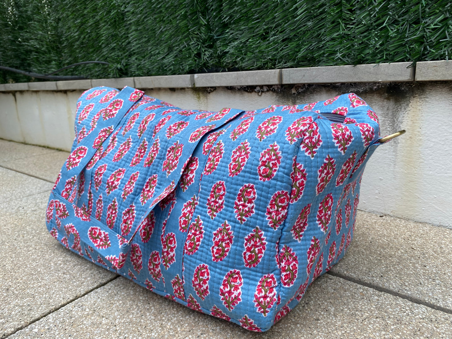 BOLSA VIAJE AZUL FLORAL
