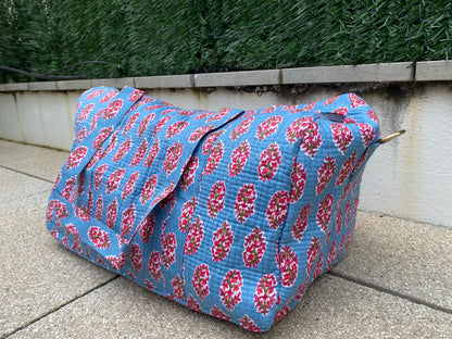 BOLSA VIAJE AZUL FLORAL