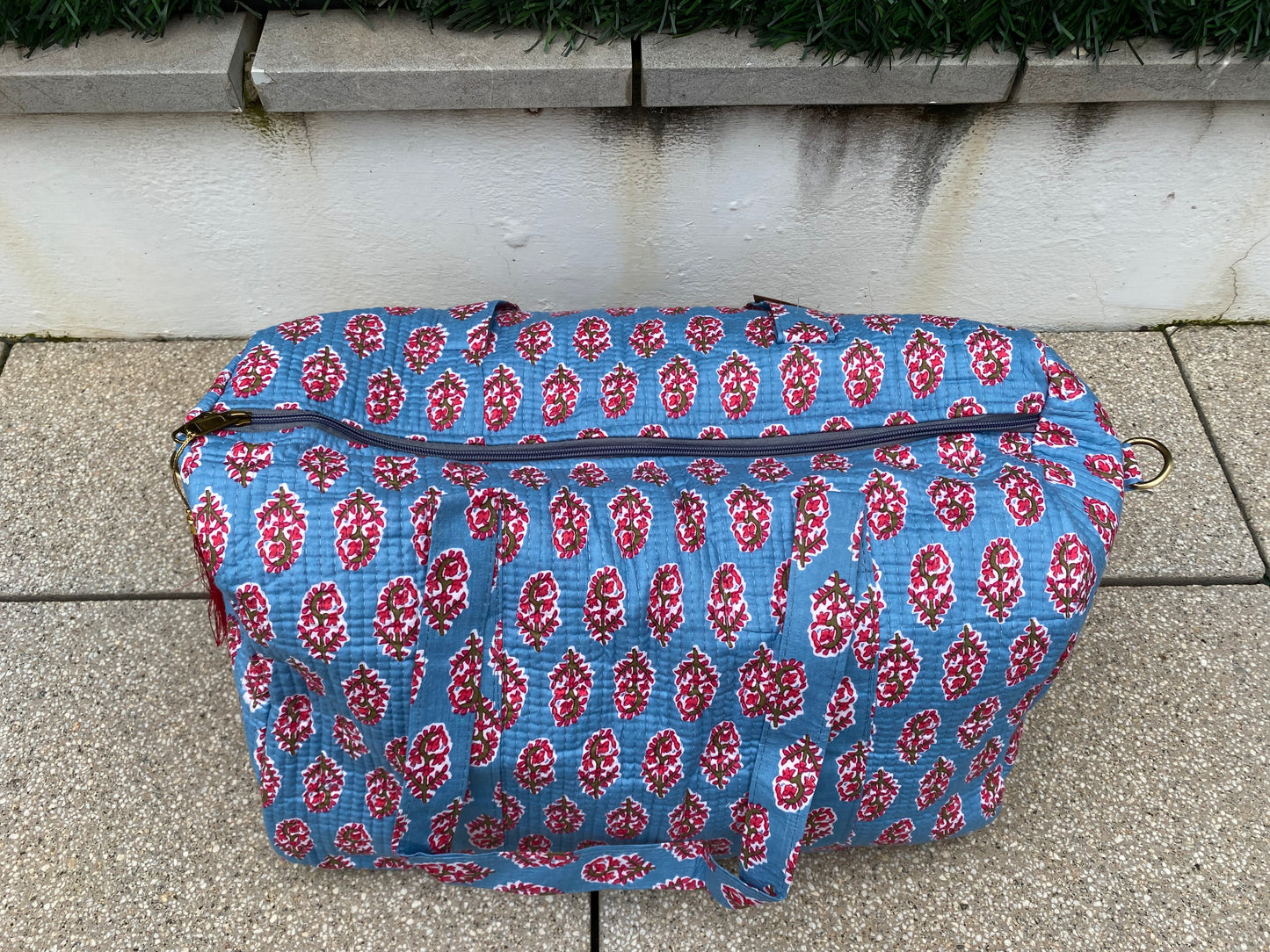BOLSA VIAJE AZUL FLORAL