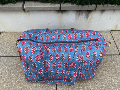 BOLSA VIAJE AZUL FLORAL