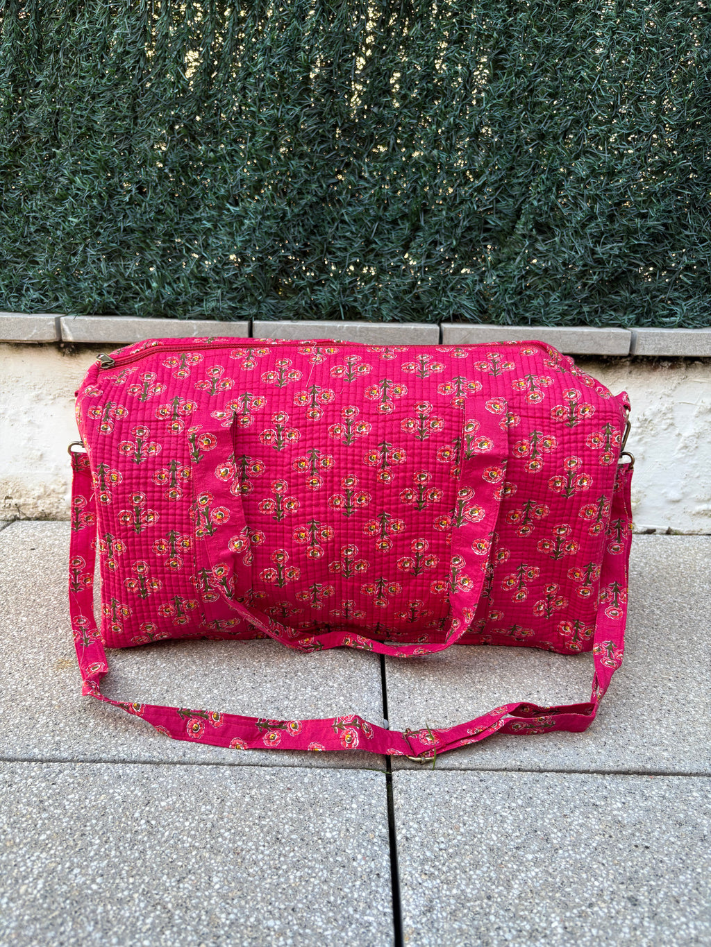 BOLSA VIAJE FLORAL ROSA
