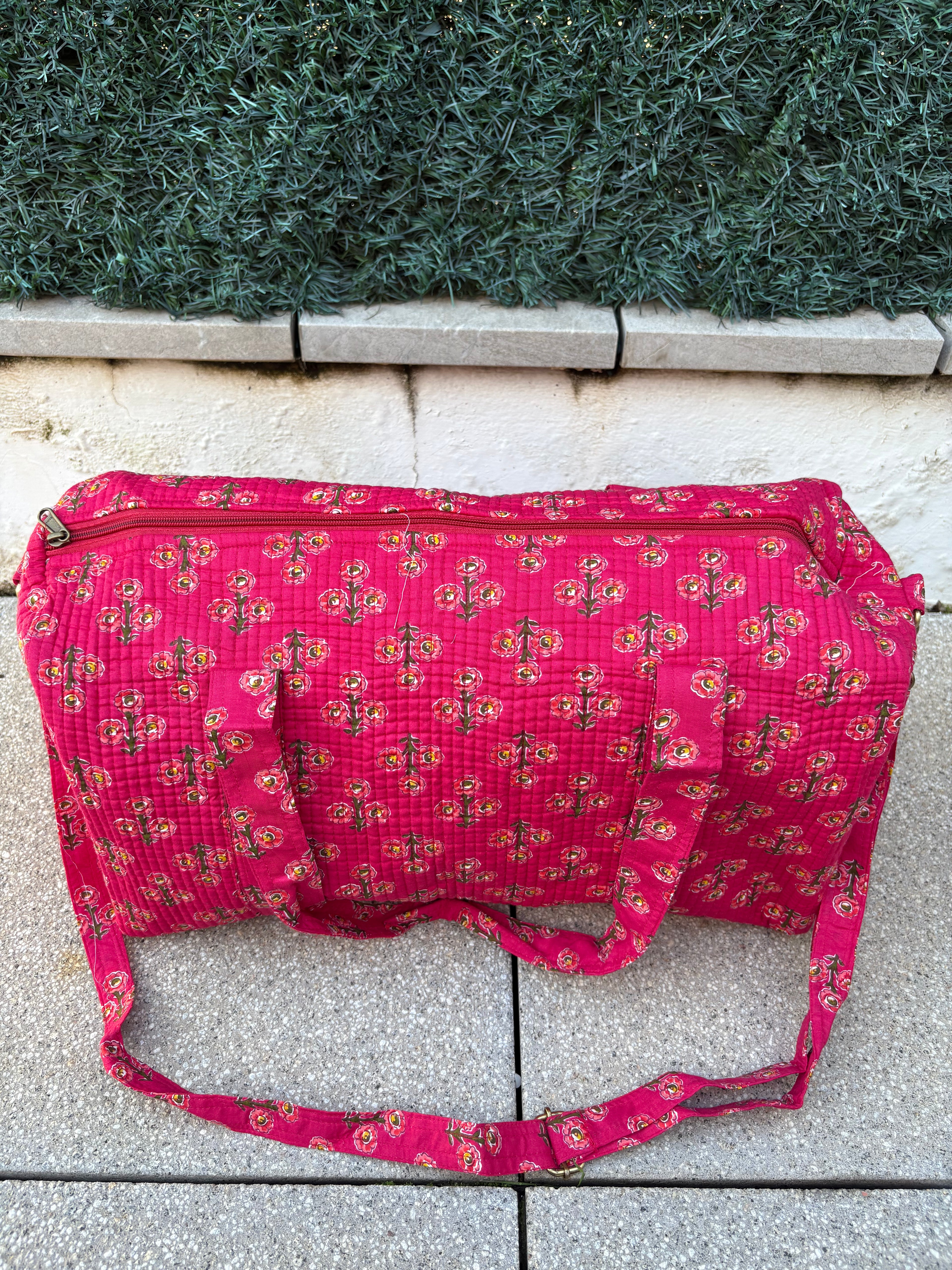 BOLSA VIAJE FLORAL ROSA