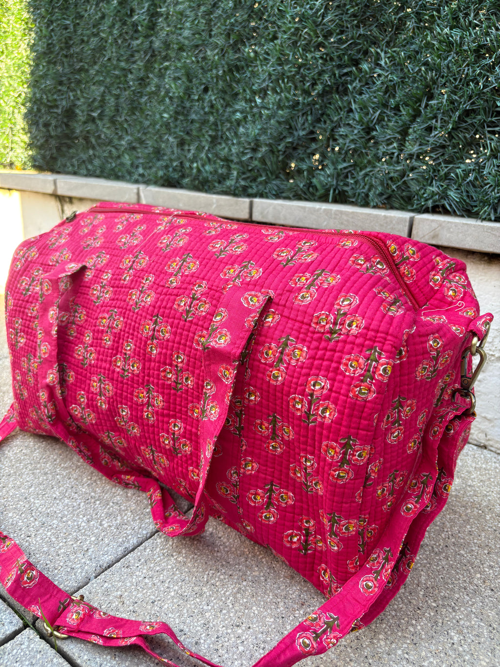 BOLSA VIAJE FLORAL ROSA
