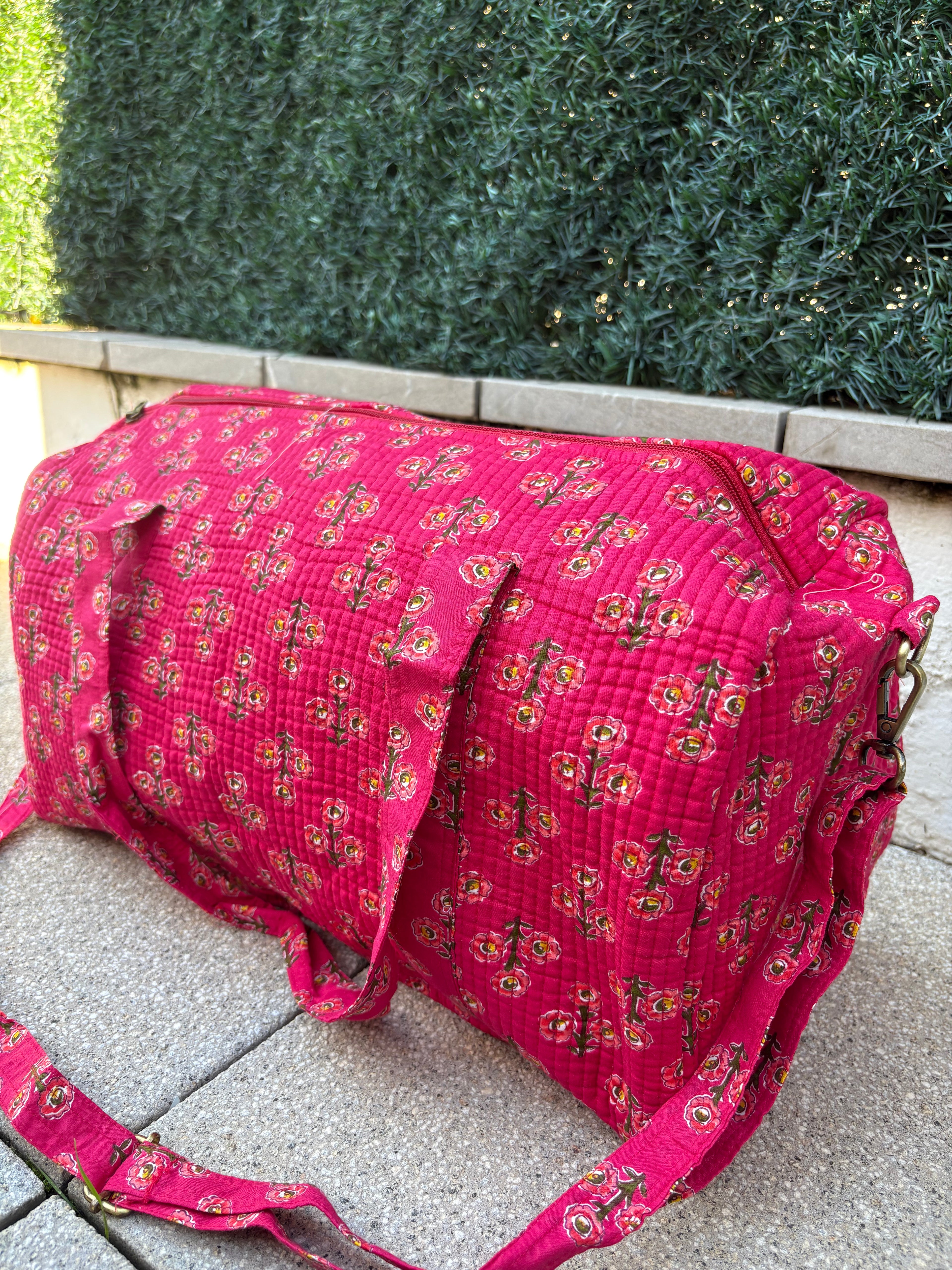 BOLSA VIAJE FLORAL ROSA