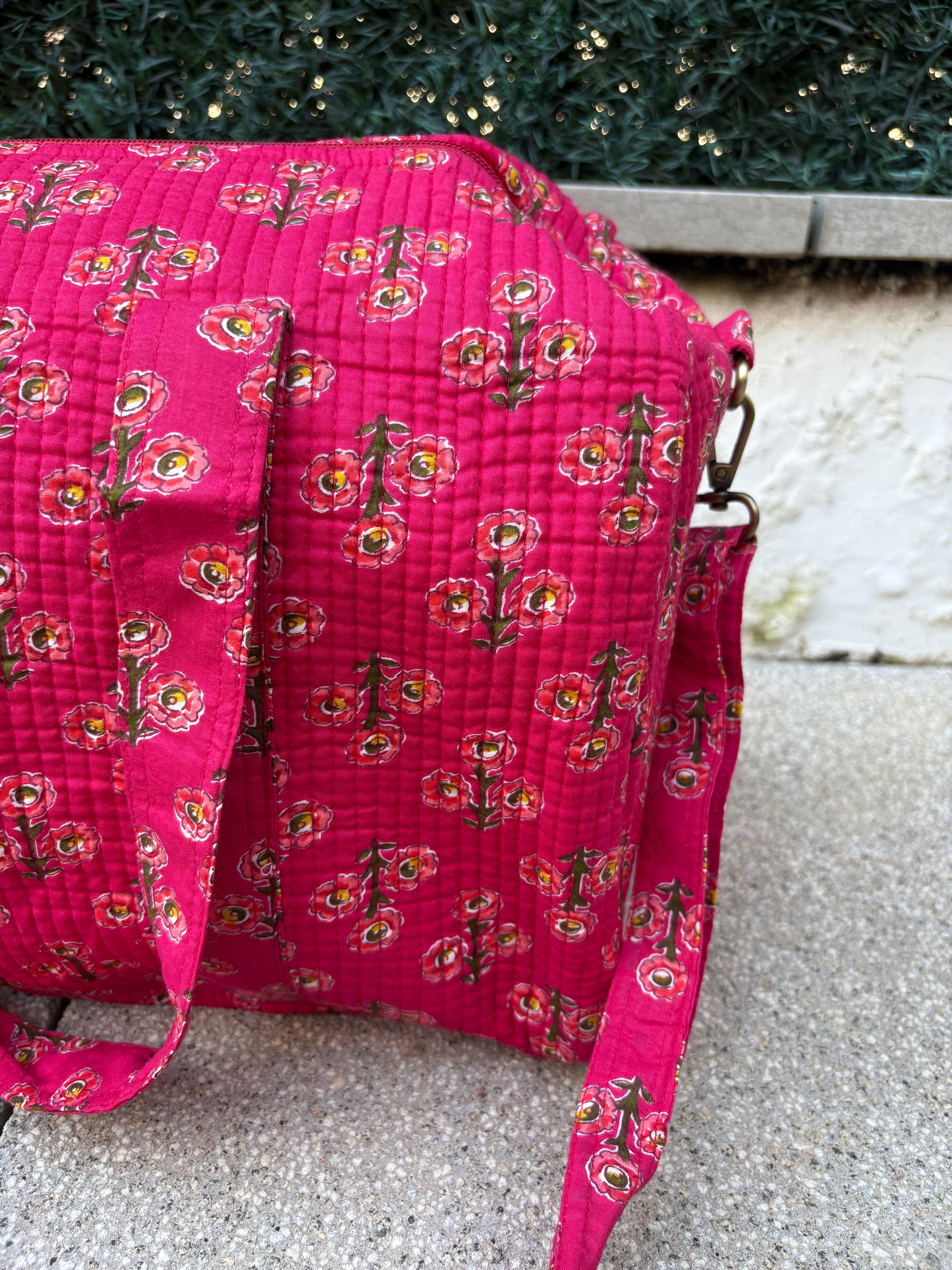 BOLSA VIAJE FLORAL ROSA