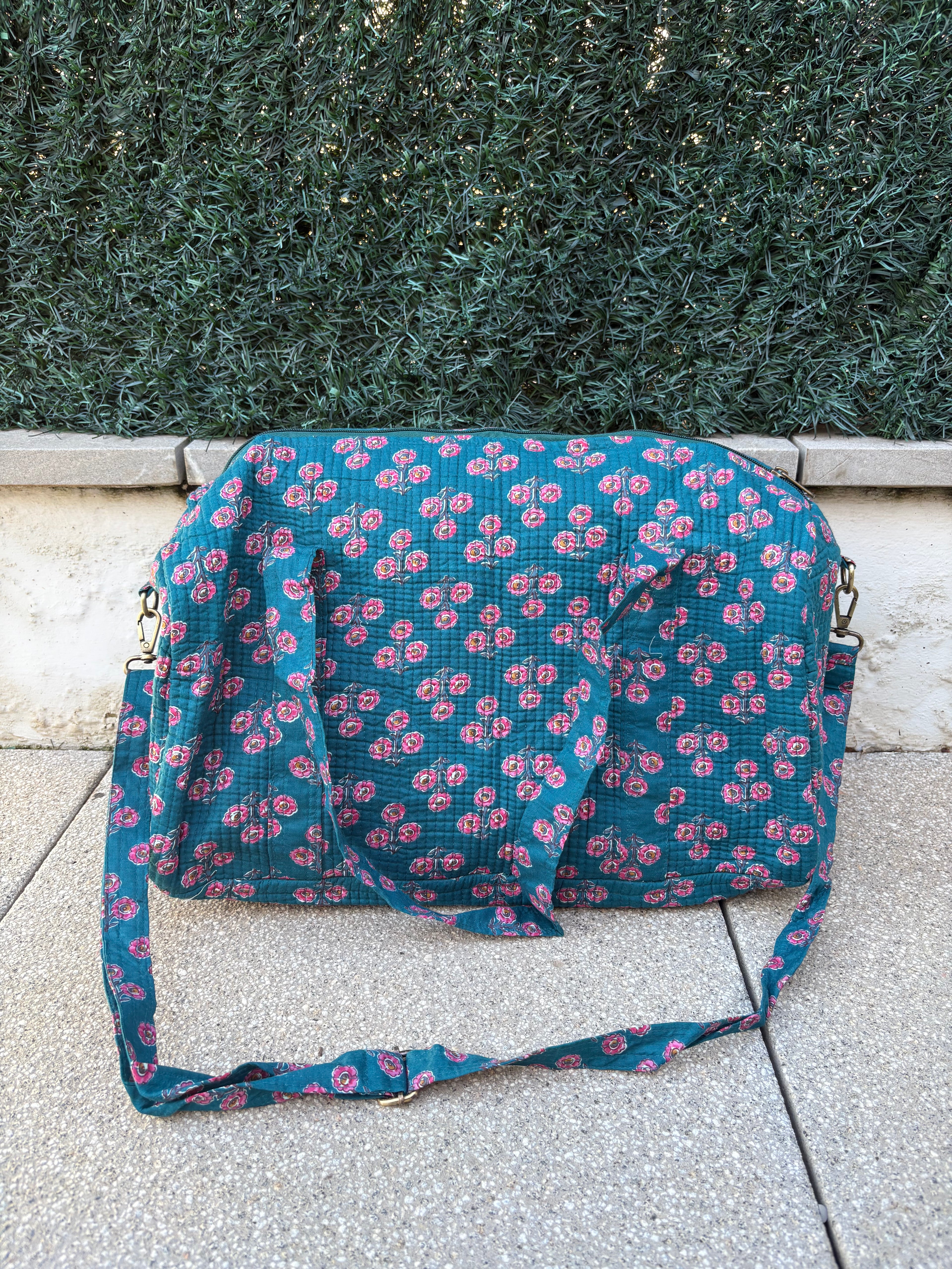 BOLSA VIAJE FLORAL AZUL