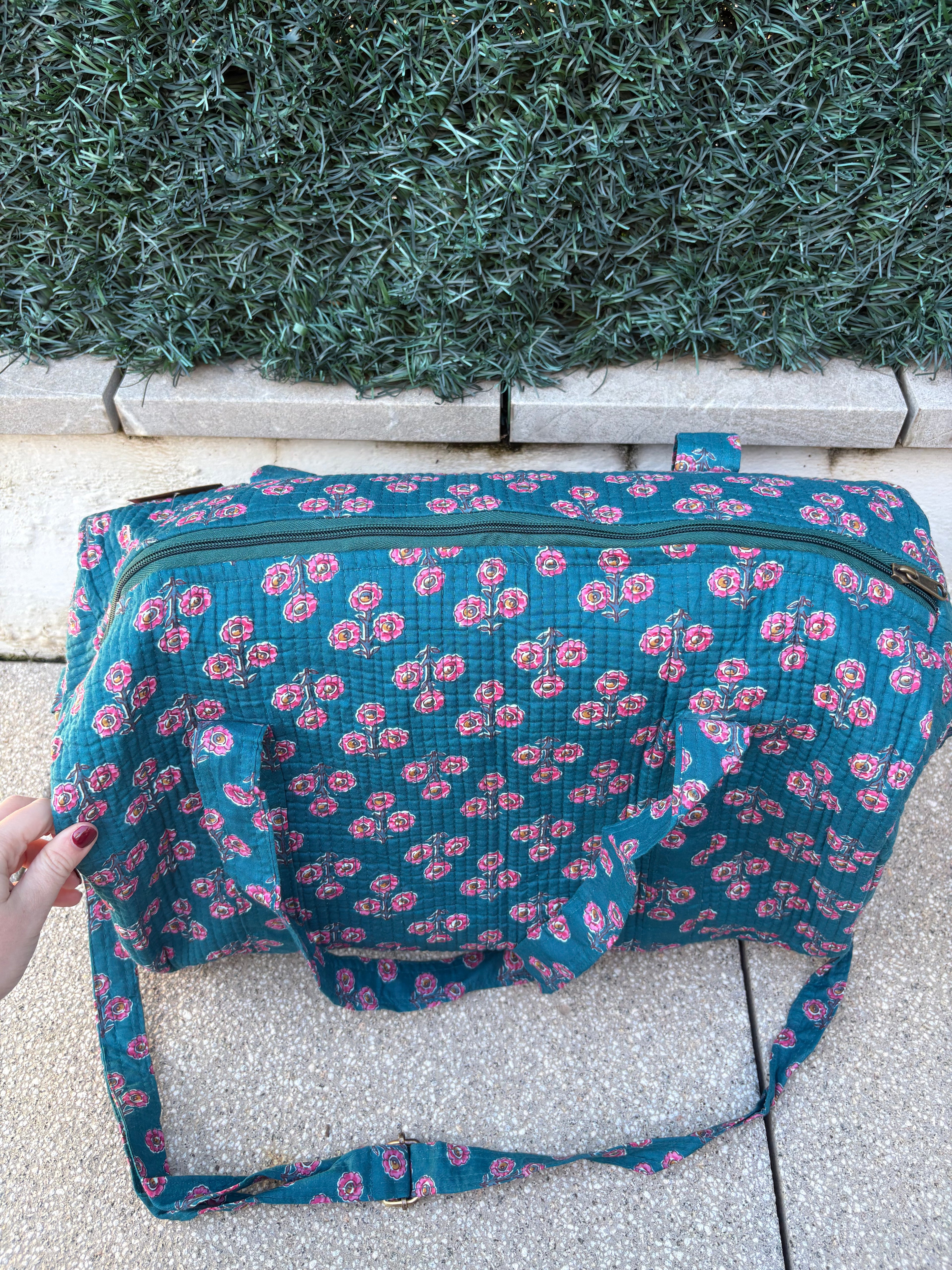 BOLSA VIAJE FLORAL AZUL