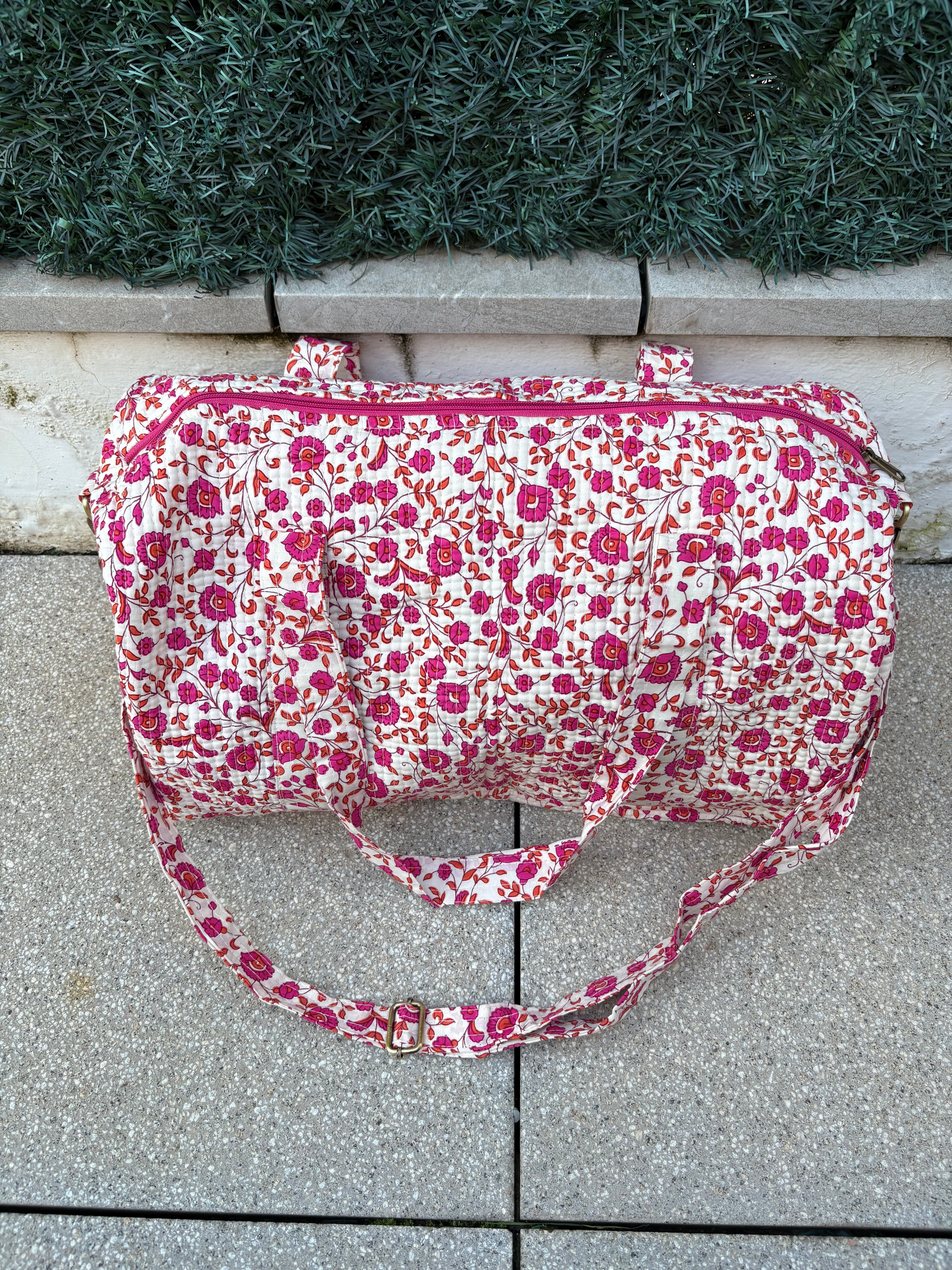 BOLSA VIAJE FLORAL BLANCA