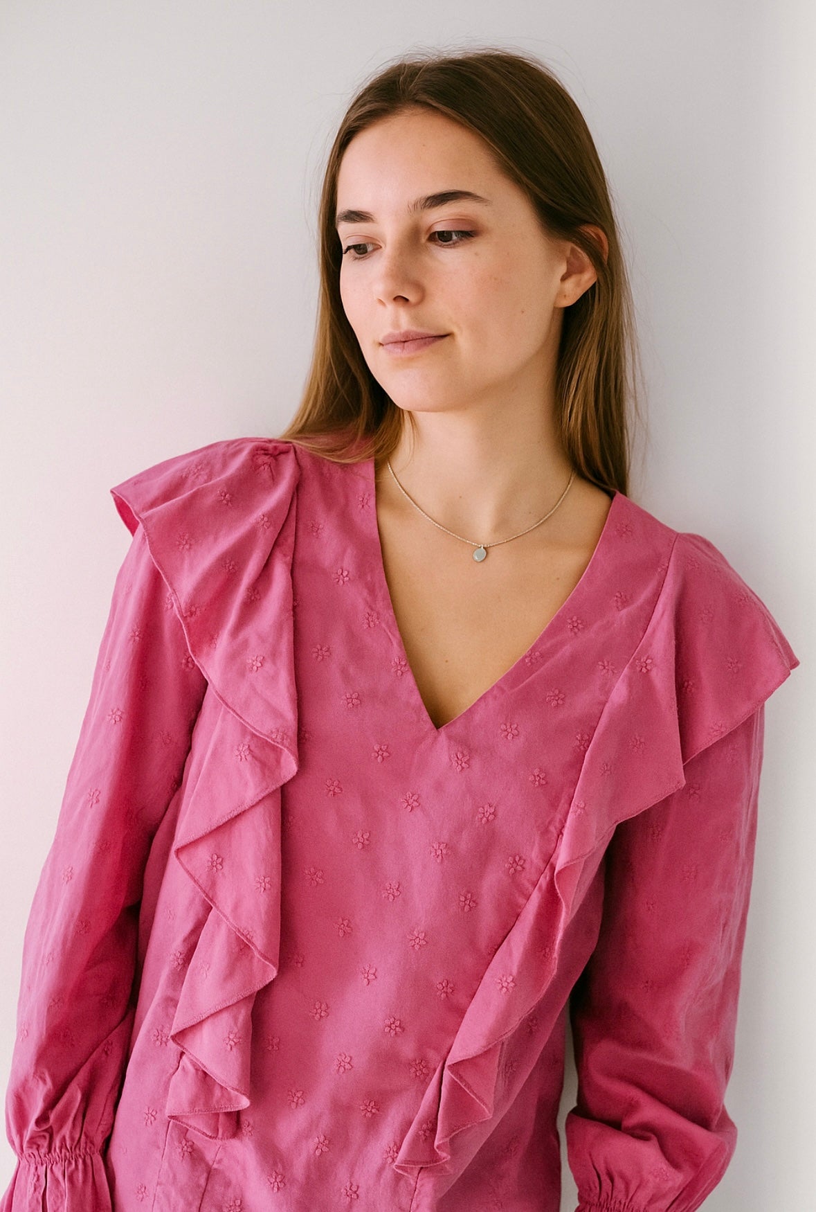 BLUSA FLORES ROSA FUCSIA