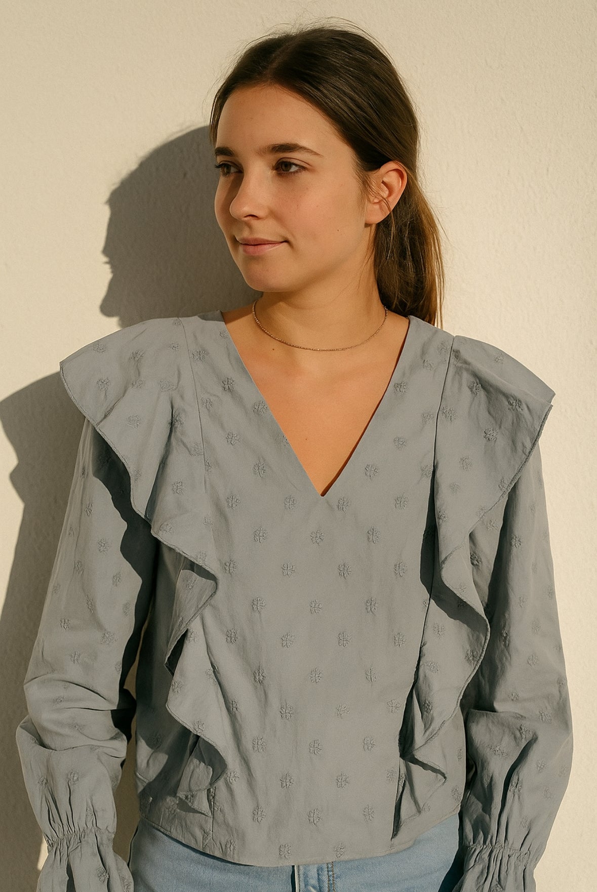 BLUSA FLORES AZUL CIELO