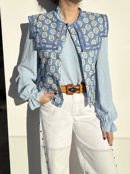 CHALECO FLORAL AZUL