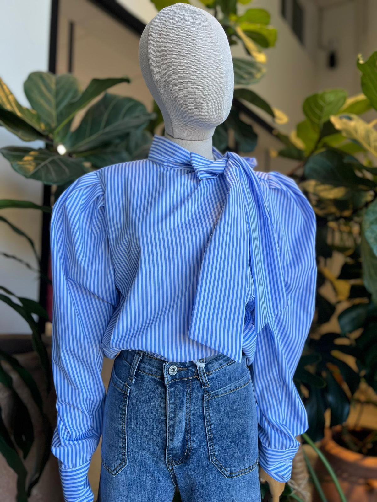 BLUSA LAZO RAYAS ROSA