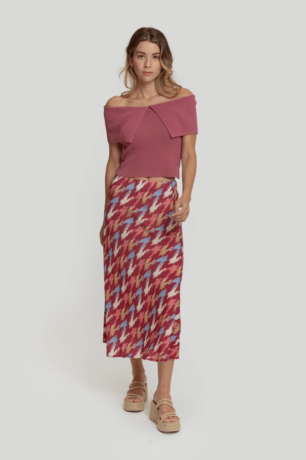 FALDA PRINT BURDEOS