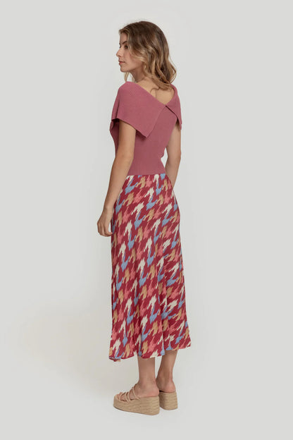 FALDA PRINT BURDEOS